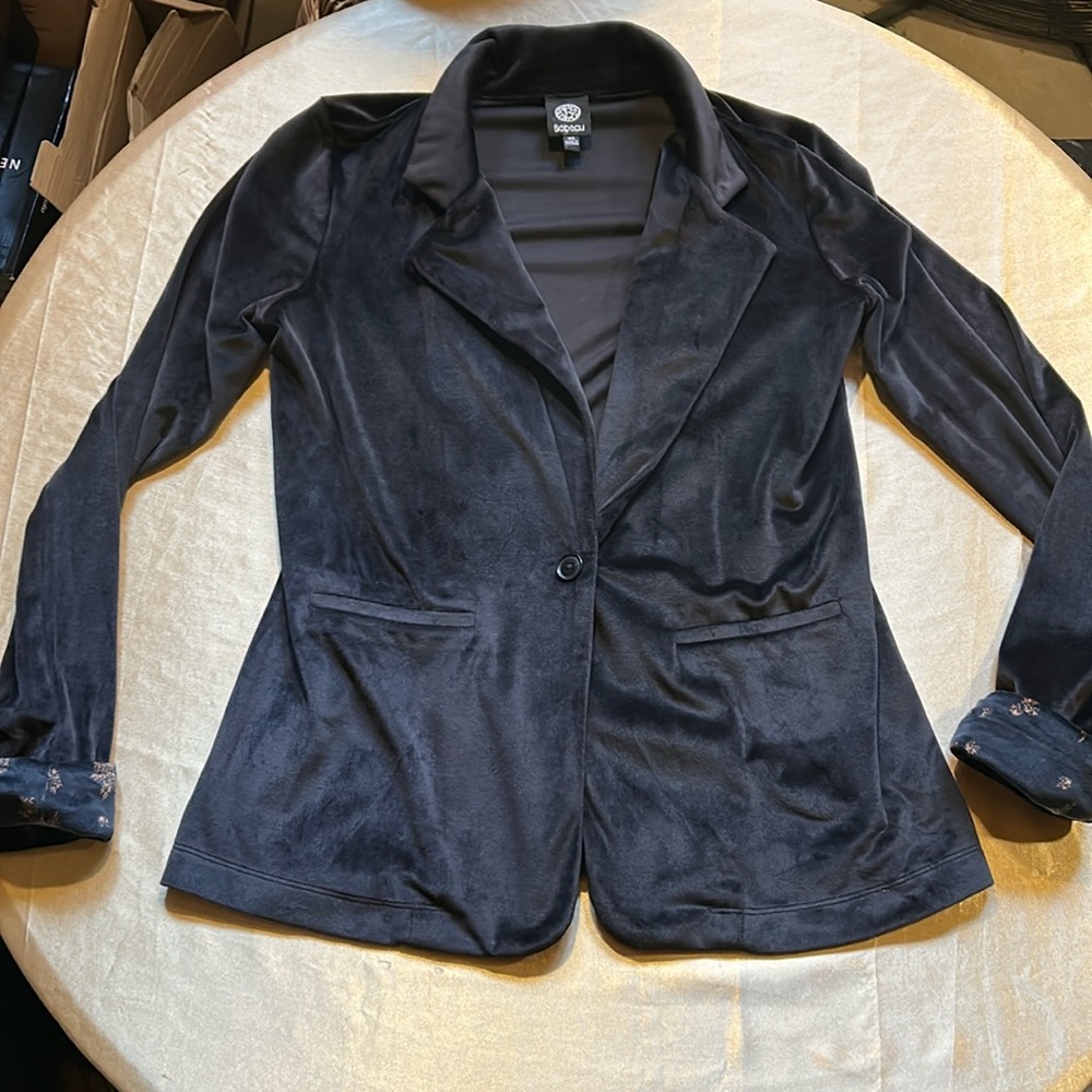 NWOT BOBEAU BLACK VELVET BLAZER XS